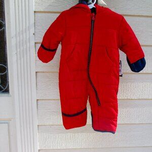 NWT Wippette Red snowsuit Size 9M Hood has eyes and ears